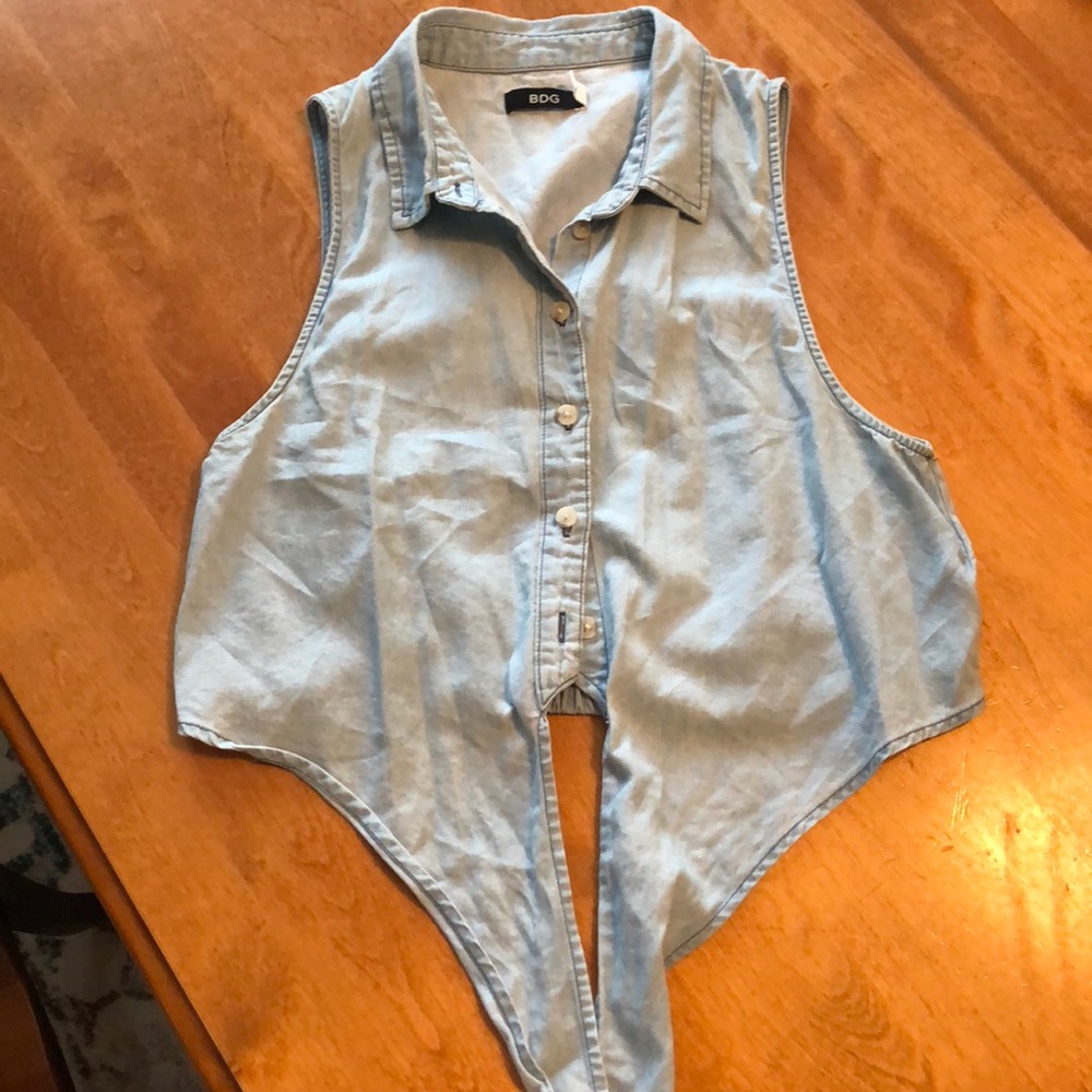 Urban Outfitters denim tie crop top